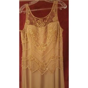 long gold beaded dress